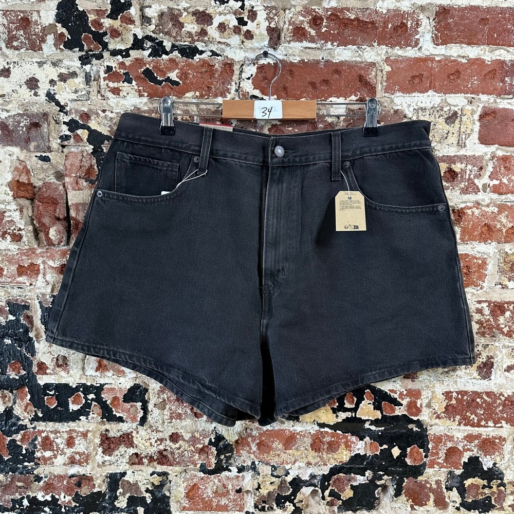 Levi's High Waist Mom Denim Black Jean Shorts Womens 34 NEW
